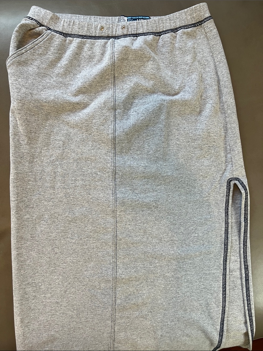Blue Asphalt Light Gray Midi Skirt with Side Slit